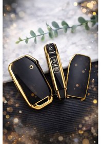 Resim Kia Sorento Smart Anahtar Kılıfı Siyah-gold Aksesuar 