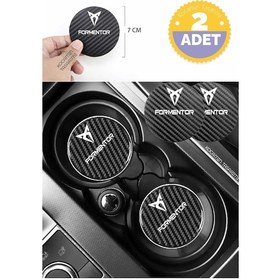 Resim Cupra Formentor Modeline Uygun Karbon Araç Bardak Altlığı 2 Adet Cupra Formentor İç Mekanı İçin Şık 7 Cm Tasarım 2 Adet 