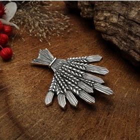Resim Sima Silver Gümüş Tasarım Buğday Başak Figürlü Yaka Iğnesi Broş Takı 