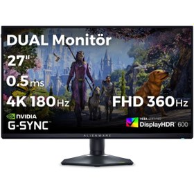 Resim Dell Alienware AW2725QF 27 Dual 4K 180Hz - FHD 360Hz 0.5ms HDMI DP Type-C HDR 600 Gaming Monitör 