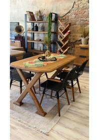 Resim Ntconcept Arden Doğal Ahşap Sandalyeli Masa Takımı 85cm-150cm +4 