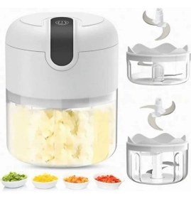 Resim Mini Taşınabilir USB Şarjlı Doğrayıcı, 3 Bıçaklı ve Ek Bıçaklı Blender Seti 