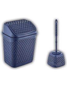Resim Katre Çöp Kovası ve Klozet Fırçası Lacivert 