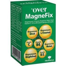 Resim Dr. Over Magnefix Magnezyum Vitamin C, D3 ve B6 İçeren İçeren Gıda Takviyesi 60 Tablet 