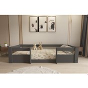 Resim Lullaby Montessori Antrasit Çocuk Karyolası 90x190 Yatak Uyumlu M4 