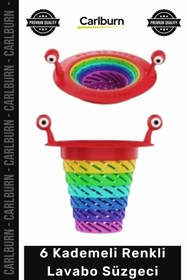 Resim Carlburn #Süzgeç Lavabo Tıkanıklık Önleyici Hijyenik Dayanıklı Temizlik Renkli 6 Kademeli Lavabo Süzgeci 