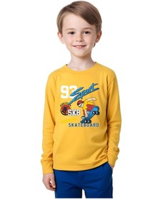 Resim Panios Kids 93 Sport Baskılı Erkek Çocuk Yuvarlak Yaka Sarı Sweatshirt Sarı 