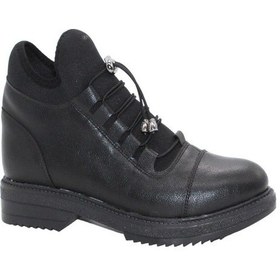 Resim Mergenshoes S110 Siyah Cilt Bağcıklı Kadın Kışlık Bot Siyah 