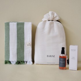 Resim Striped Gauze Peştemal Hediye Seti Yeşil 