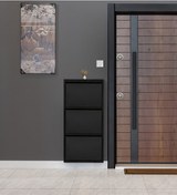 Resim Kaser Siyah Metal Ayakkabılık 3'Lü Siyah 