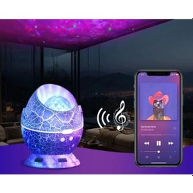 Resim Çatlak Dinozor Yumurtası Tasarımlı Projektörlü Gece Lambası Bluetooth Özellikli 