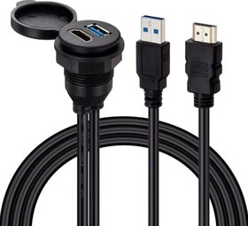 Resim Pm-12428 Araç Kontrol Paneli Usb 3.0 + Hdmı Uzatma Kablosu Gömme Montaj Powermaster