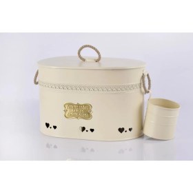 Resim Evistro Büyük Boy 2 Bölmeli Lüx Metal Patates-Soğan-Sarımsak Kovası Krem 