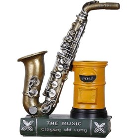 Resim Homyl Reçine Saksafon Keman Sarı-kalemlik-bronz-saksafon -8cm 