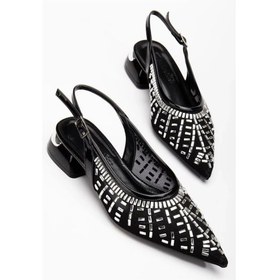 Resim Biçomi Piyar Siyah Taşlı Topuklu Ayakkabı Çok Renkli 