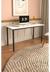 Resim Viva Çalışma Masası Bilgisayar Masası Ofis Masası 110x55 Beyaz Siyah - Beyaz 