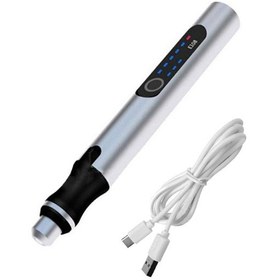 Resim Lemestar Şarj Edilebilir Mini Elektrikli Gravür Kalemi Taşınabilir Led Hız Göstergeli Oym,gümüş 