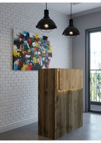 Resim Resital Ledli Karşılama Bankosu G-90 Cm Ofis Kasa Resepsiyon Masası Banko-003-2-6 