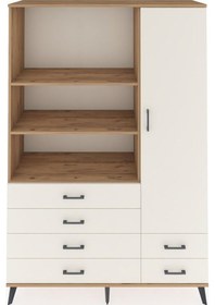 Resim Hyperion Dolap 7 Raflı 6 Çekmeceli Tek Kapaklı 132x44x195 Çam-aytaşı/aytaşı Aytası/aytası 