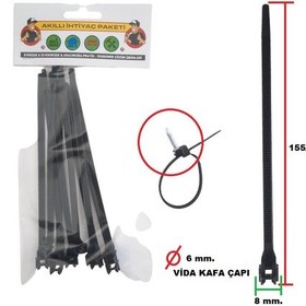 Resim Gt155x6pkvk Gutsy Plastık Kelepçe Cıvata Kafa Geçme Dübelli 8mmx155mm Kablo Bağı 10 Adet 