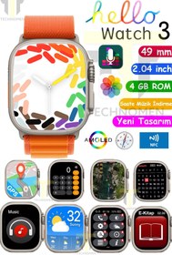 Resim TECHNOMEN Watch 8 Ultra Uyumlu Serisi Akıllı Saat Hello Watch 4GB Dahili Hafıza Müzik İndirme Kulaklık 