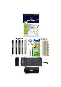 Resim Canson A5 Eskiz Defteri 120 Gr Karakalem Velyra 6 Renk Jumbo Metalik Kuru Boya Çizim Eskiz Seti 