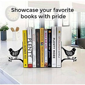 Resim Dekoratif Metal Siyah Kuş Desenli Kitap Tutucu 2 Li Kitap Desteği 