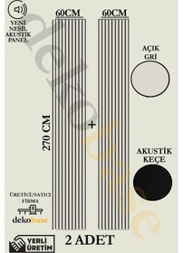 Resim Açık Gri 2 Adet 60x270 Cm Yeni Nesil Akustik Ahşap Duvar Paneli 