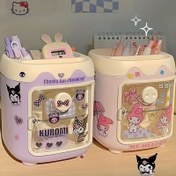 Resim Sanrio Kuromi ve My Melody Masa Düzenleyici Çıkartmalarla - Büyük Kapasiteli Plastik Kırtasiye Tutucu, Sevimli Ofis Malzemesi Depolama Kutusu Çekmeceli, Hayranlar İçin Mükemmel Hediye, Kalp Süslemeleri ile Pastel Tasarım, Masa Düzenleyicileri ve Aksesuarları Sevimli, Sanrio 