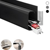 Resim 2 adet Kendinden Yapışkanlı Alt Kablo Rayı, PVC Görünmez Yuvalı Organizatör, 39.88cm Uzunluk, Matkap Gerektirmeyen Kurulum, Monitörler ve Bilgisayarlar için Çoklu Hattı Yönetim, Bilgisayar Aksesuarı|Sleek Black|Dayanıklı PVC Malzeme 