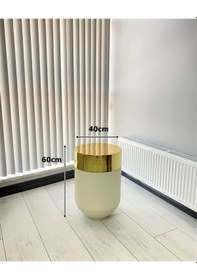 Resim Dekoratif Gold Darbuka Beyaz Sehpa 60cm 