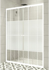 Resim Durul Duşakabin Ön Cephe Beyaz Çizgi Ortası Buzlu Beyaz 