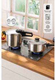 Resim Emsan Fast Cooker Çift Emniyetli Düdüklü Tencere 4 +6 Lt Siyah 