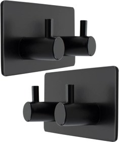 Resim Zift Unique Havlu / Bornoz Askısı Mat Siyah Askılık / 2 Adet Ikili Askılık / Banyo Mutfak Havlu Askısı 