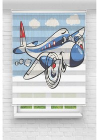 Resim Perdecizade Enxboy Uçak Dijital Baskılı Zebra Perde-cocuk Odası-stor Perde Pz-340 Renkli 
