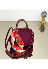 Resim Nurbag Store Kadın Bordo Fular Detaylı Çıt Çıt Kapamalı Astarlı El, Kol Ve Omuz Çantası Bordo 