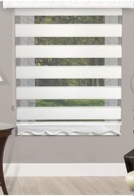 Resim Geniş Pliseli Zebra Perde plsbyz, Beyaz, 130 x 260 