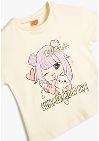 Resim Koton Kız Bebek Anime Tişört Kısa Kollu Bisiklet Yaka 001 