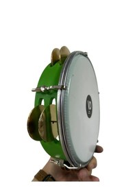 Resim Arap Fasıl Tefi Profesyonel Yeşil Renk Carbon Kasnak Vd Beyaz Fil 