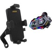 Resim leeways Y20 Kask Kulaklık interkom + Motosiklet Telefon Tutacağı 