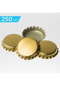 Resim Soda Gazoz Bira Konserve Şişe Kapağı Taç Metal Kapak 250 Adet Gold 