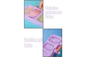 Resim 3’lü Silikon Dondurma Kalıbı, 50 Çubuk, Pratik ve Eğlenceli Yapım Seti 