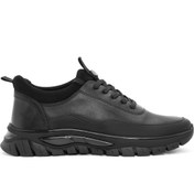 Resim Derimod Erkek Siyah Bağcıklı Deri Sneaker,Kışlık Spor Ayakkabı 25WFD650614 