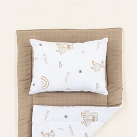 Resim Alt Açma Matı ve Yastık - Çift Taraflı - Toprak Muslin - Kahverengi Ördek 