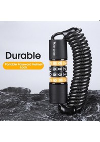 Resim Siyah Ve Turuncu Bisiklet Emniyet Kilit, Kask İçin Esnek Kilit, 4 Haneli Şifre, Yol Bisikleti Çok Renkli 