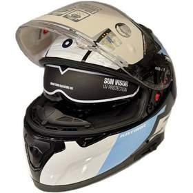 Resim Shiro Katana Sv S Power Kapalı Kask Beyaz - Lacivert - Mavi 