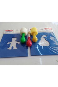 Resim craftsy 3lü Stencıl Fırça+2li Pasta Rölyef Stencıl Seti 