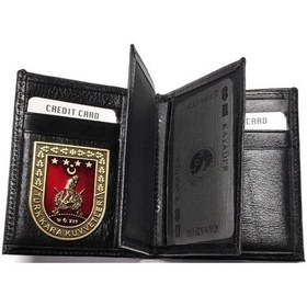 Resim Kara Kuvvetleri Rozet - Hakiki Deri Cüzdan Siyah 