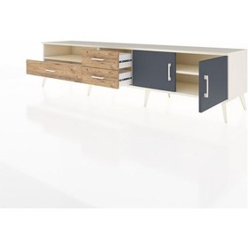 Resim Hyperion Tv Ünitesi 2 Raflı 3 Çekmeceli 2 Kapaklı 220x44x51 Aytaşı-antrasit/çam Antrasıt/atlas Çam - Aytası 