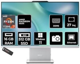 Resim LENOVO IdeaCentre 27ARR9 Ryzen 7 7735HS 16GB 512GB SSD 27" FHD W11P Gri All in One Bilgisayar 